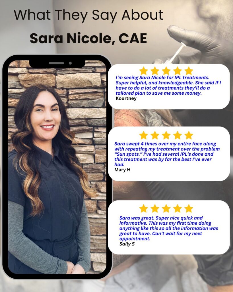 Customer reviews for Sara Nicole who is an esthetician at Cascade Medical Spa in Bend, Oregon